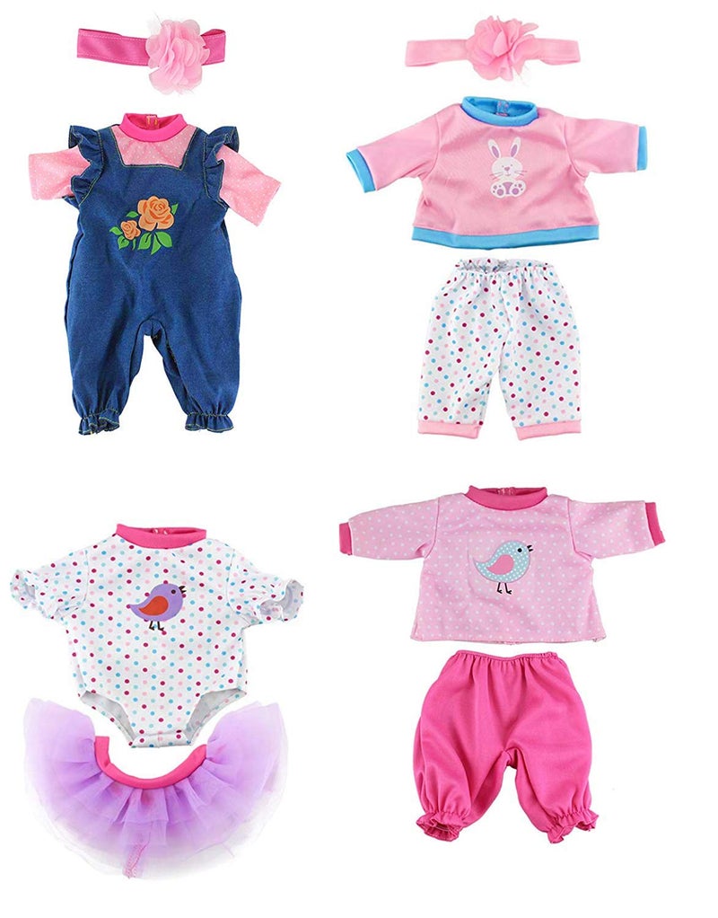 ebuddy 4 Sets Baby Doll Clothes - Fashion Outfits Fit for 14-16 inch, 17 inch New Born Baby,15 inch 18 inch Dolls - Image 2